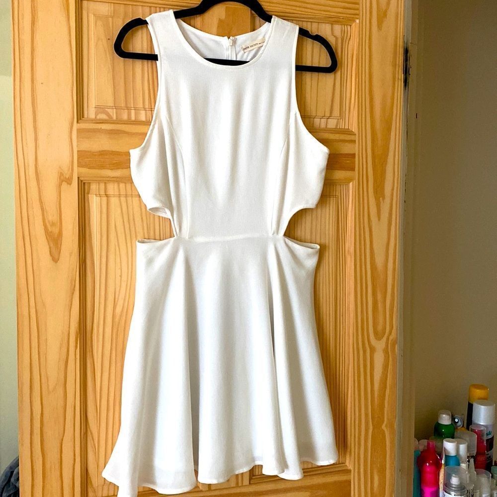 White side cut out dress